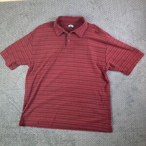 Tommy Bahama Men’s Polo Shirt Size L Red Burgundy Striped 100% Cotton Short Slee